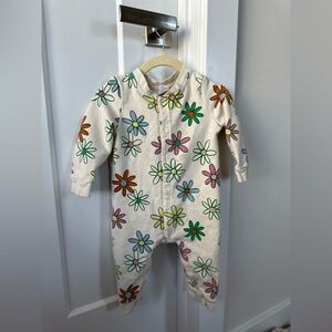 Angel Dear Baseball Collar Romper Painted Floral